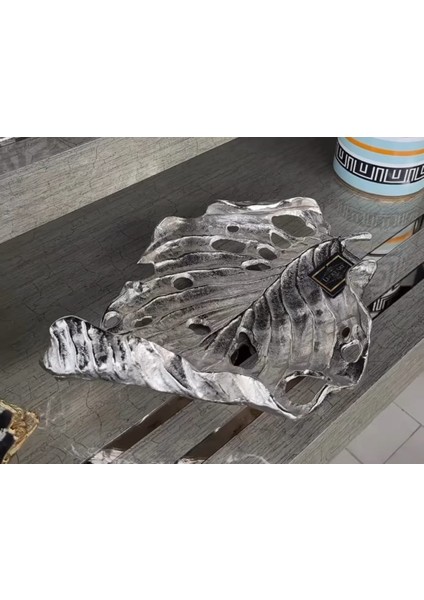 Lucky Art Metal Gümüş Yaprak Tabak 42 cm