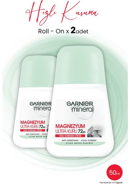 Mineral Magnezyum Ultra Kuru Roll-On 72 Saat x 2 Adet