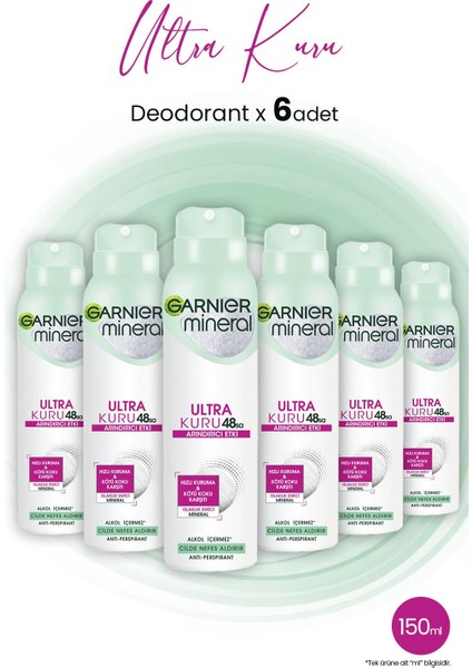 Mineral 48 Saat Ultra Kuru Sprey Deodorant 150 ml x 6 Adet