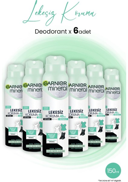 Mineral Lekesiz Koruma Ferah Sprey Deodorant 150 ml x 6 Adet