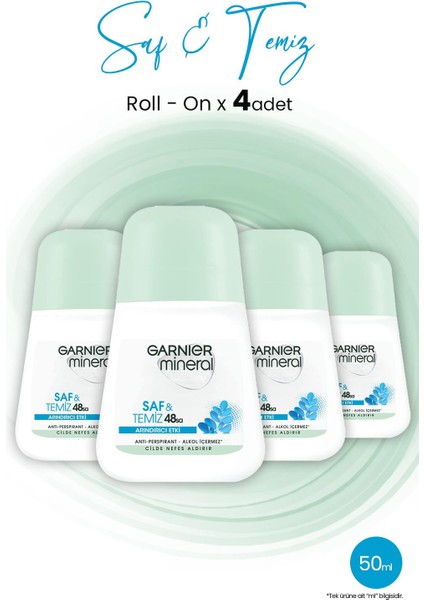 Mineral Saf ve Temiz Roll-On Deodorant x 4 Adet
