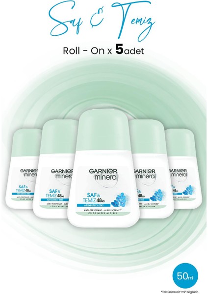 Mineral Saf ve Temiz Roll-On Deodorant x 5 Adet