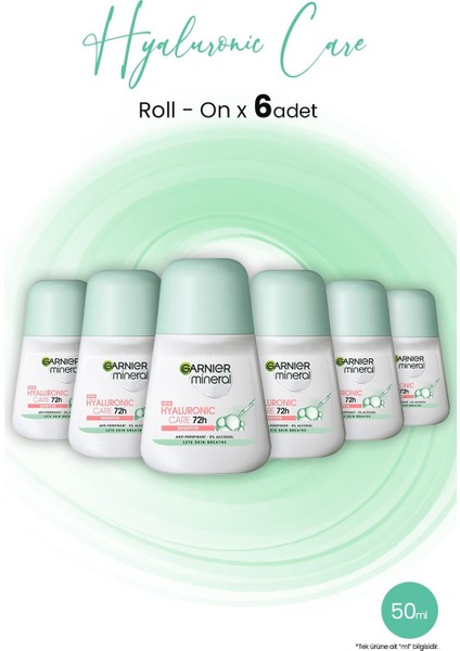 Mineral Hyaluronik Bakım 72H Roll-On 50 ml x 6 Adet