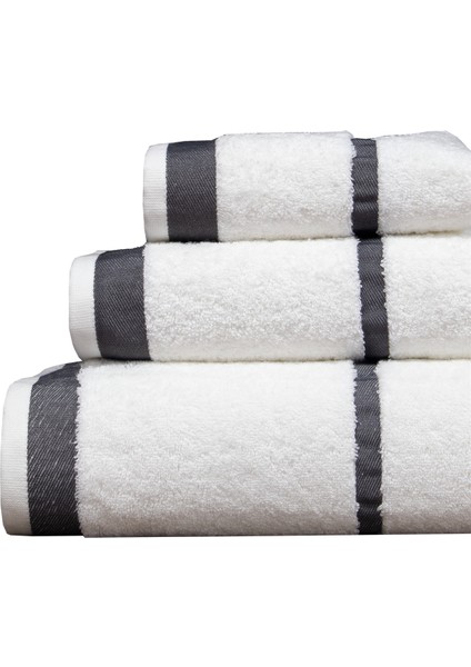 Penye Banyo Havlu Takımı 3lü Set 30X50 50X90 90X150 Beyaz / Gri fiyatları