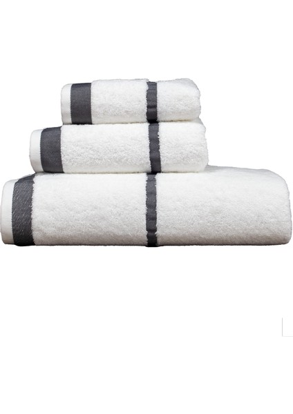 Penye Banyo Havlu Takımı 3lü Set 30X50 50X90 90X150 Beyaz / Gri modelleri