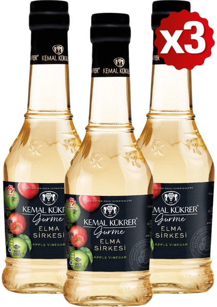 Gurme Elma Sirkesi 500 ml 3 Lü Paket