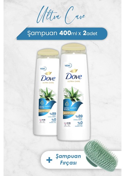 Ultra Care Şampuan Aloe Vera 400 ml x 2 Adet ve Şampuan Fırçası