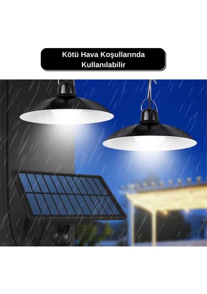 Solar 2 Ledli IP65 Su Geçirmez Sarkıt Bahçe Aydınlatma Güneş Enerjili Kumandalı LED Işık