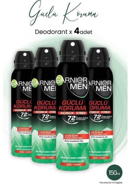 Men 72H Güçlü Koruma Erkek Deodorant 150 ml x 4 Adet
