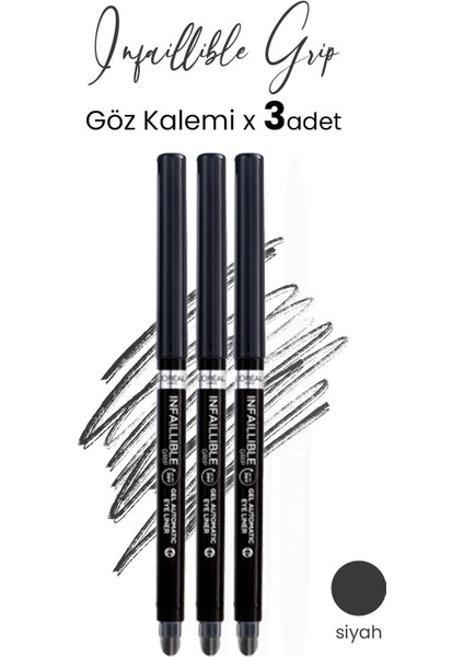 Infaillible Automatic Jel Göz Kalemi Yoğun Siyah X 3 Adet