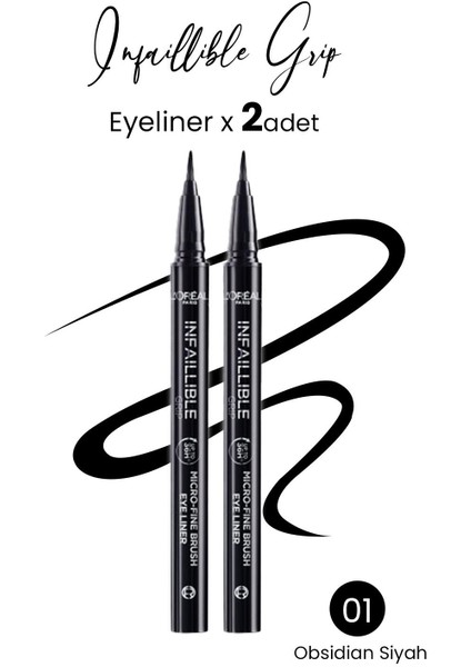 L'Oréal Paris Loreal Paris Infaillible Grip Eyeliner 01 Obsidian - Siyah x 2 Adet