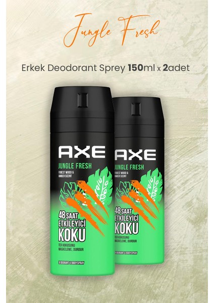 Jungle Fresh Erkek Deodorant Sprey 150 ml x 2 Adet