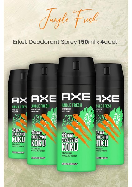 Jungle Fresh Erkek Deodorant Sprey 150 ml x 4 Adet
