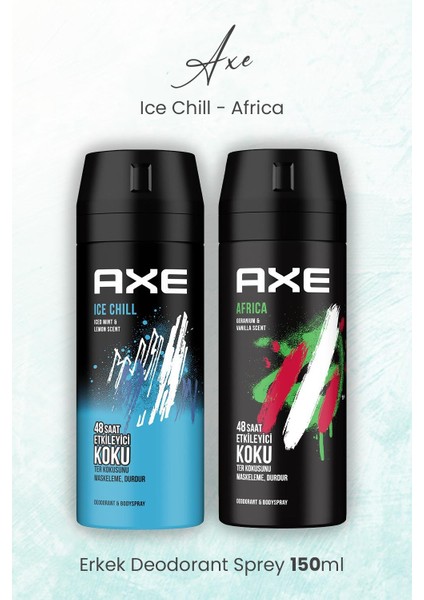 Erkek Deodorant Sprey Ice Chill ve Africa 150 ml