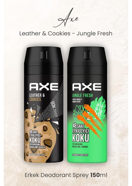 Erkek Deodorant Sprey Leather & Cookies ve Jungle Fresh 150 ml
