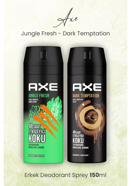 Erkek Deodorant Sprey Jungle Fresh ve Dark Dark Temptation 150 ml