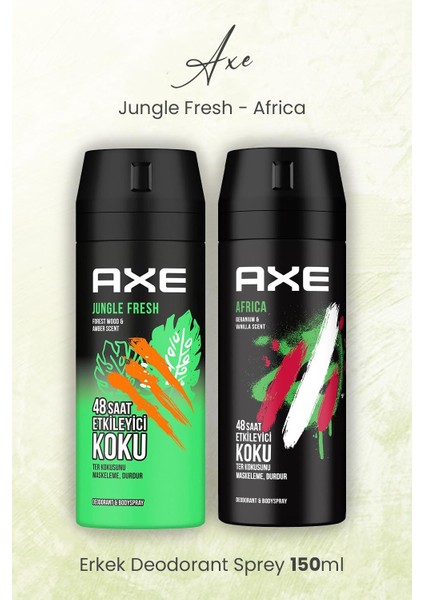 Erkek Deodorant Sprey Jungle Fresh ve Africa 150 ml