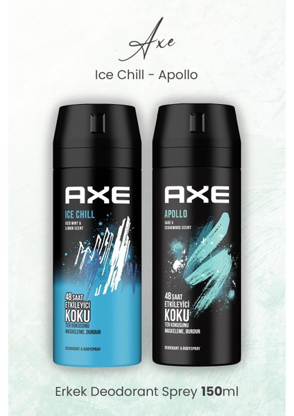 Erkek Deodorant Sprey Ice Chill ve Apollo 150 ml
