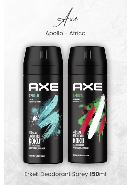 Erkek Deodorant Sprey Apollo ve Africa 150 ml