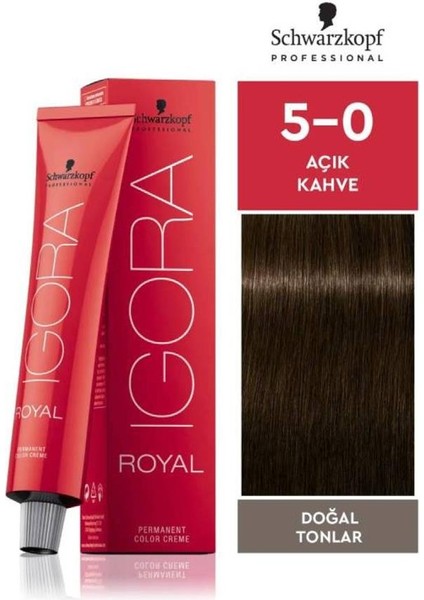 Igora Royal Doğal Tonlar 5-0 Açık Kahve Saç Boyası 60ml