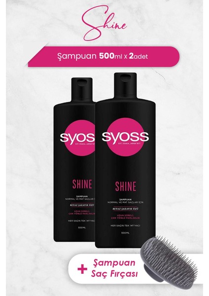 Şampuan Shine 500 ml x 2 Adet ve Şampuan Fırçası