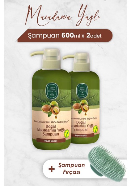 Macadamia Yağlı Şampuan 600 ml x 2 Adet ve Şampuan Fırçası