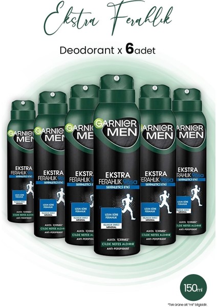 Men Ekstra Ferahlık 96H Deodorant 150 ml x 6 Adet