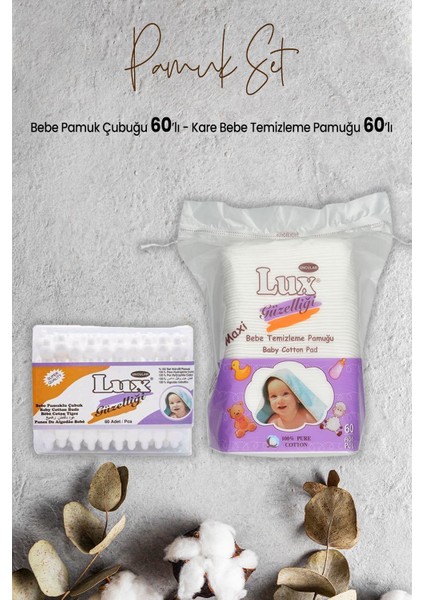 Bebe Pamuk Çubuğu 60' Lı ve Kare Bebe Temizleme Pamuğu 60' Lı