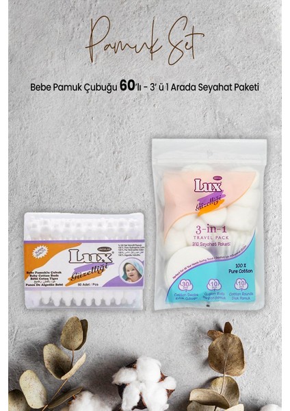 Bebe Pamuk Çubuğu 60' Lı ve 3' Lü Seyahat Paketi