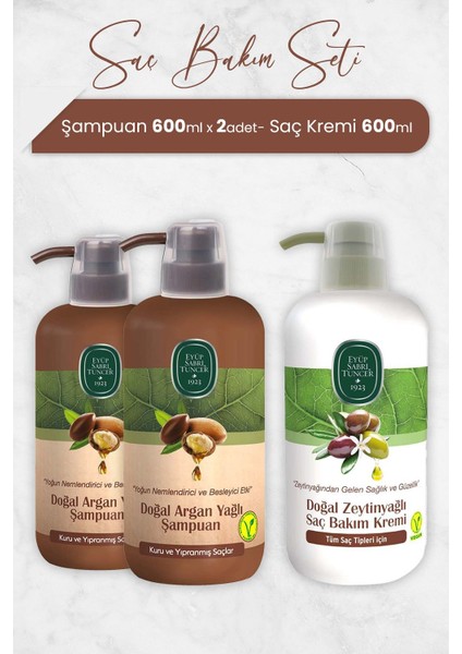 Argan Yağlı Şampuan 600 ml x 2 Adet ve Saç Kremi