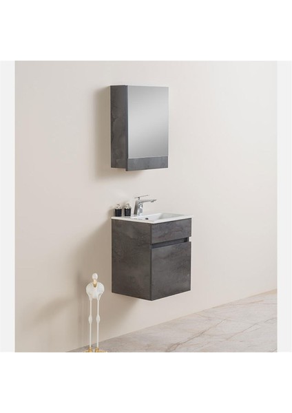 Greta Beton Gri Banyo Dolabı 50 cm