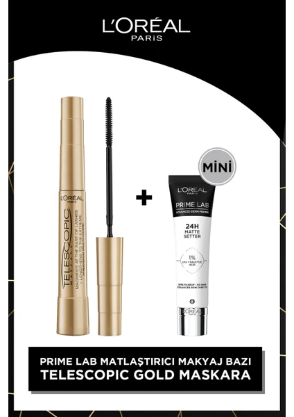 L'Oréal Paris Telescopic Maskara - Siyah & Prime Lab Matte Setter Matlaştırıcı Primer