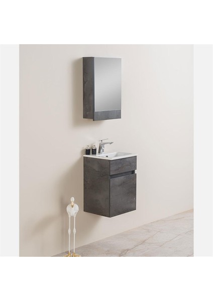 Greta Beton Gri Banyo Dolabı 40 cm