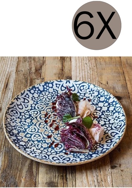 Porselen Alhambra Gourmet Düz Tabak 17 cm 6'lı Takım