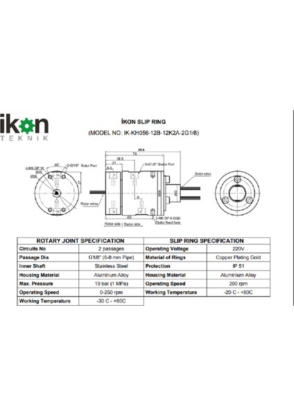 12 Kanallı Hava Geçişli Hybrid Slip Ring, 2 Passage Rotary Joint, Döner Eklemler