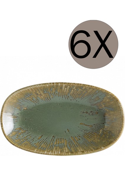 Porselen Sage Snell Gourmet Oval Kayık Tabak 24 x 14 cm 6'lı Takım