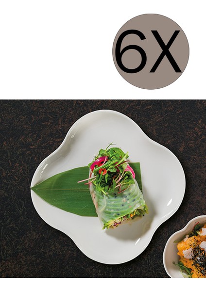 Porselen East 28 x 28 x 2,2 cm Düz Tabak 6'lı Takım