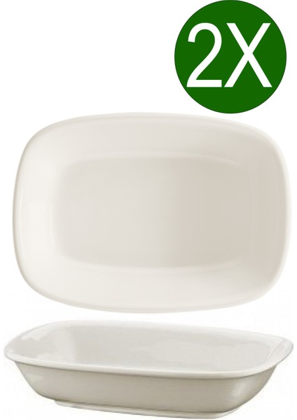 Porselen Gourmet Dikdörtgen Kayık 14 x 10 cm 2'li Takım
