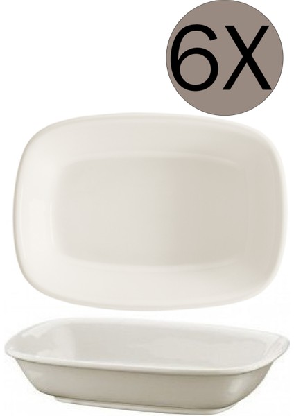 Porselen Gourmet Dikdörtgen Kayık 12 x 8,5 cm 6'lı Takım