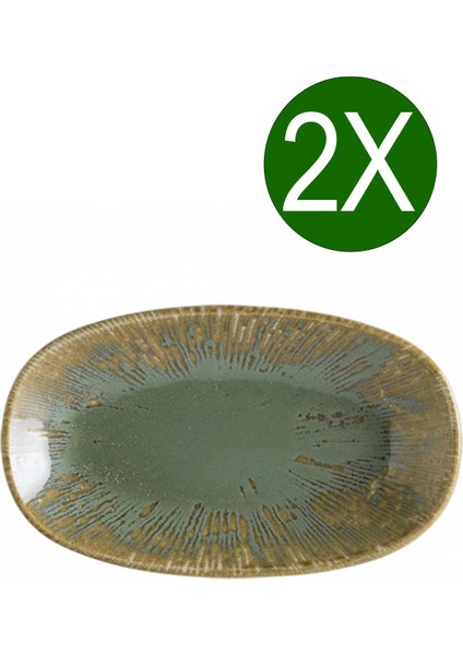 Porselen Sage Snell Gourmet Oval Kayık Tabak 24 x 14 cm 2'li Takım
