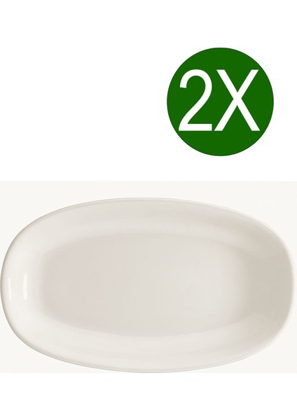 Porselen Gourmet Oval Kayık Tabak 15 x 8,5 cm 2'li Takım