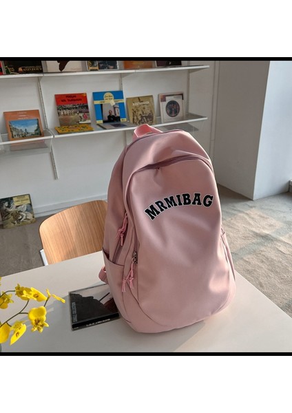 Retro Mektup Düz Renk Sırt Çantası Harajuku Lise Koleji Öğrenci Çantası Kadın Sırt Çantası (Yurt Dışından)