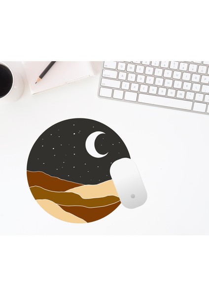 Baskıtech Gece Baskılı Yuvarlak Mouse Pad