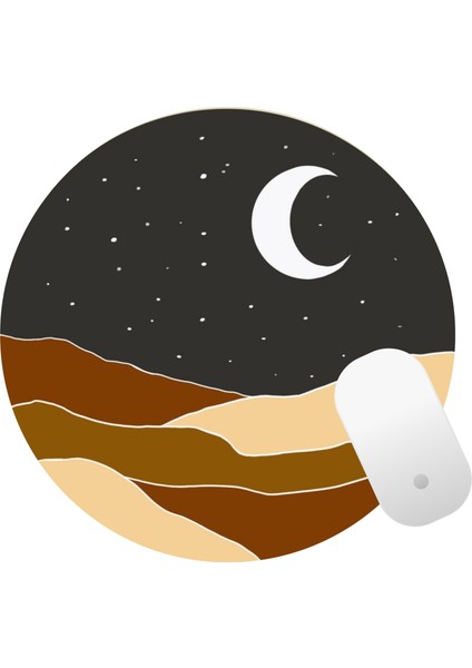 Baskıtech Gece Baskılı Yuvarlak Mouse Pad