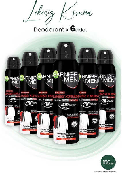Men 48h Lekesiz Koruma Erkek Deodorant 150 Ml X 6 Adet