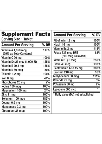 Men Multivitamin 120 Tablet fiyatları