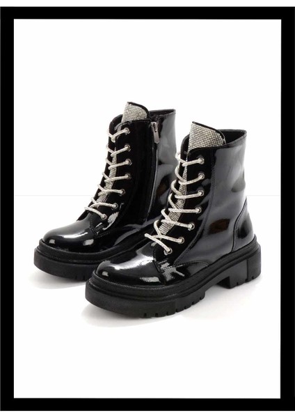 Siyah Kırışık Rugan Kadın Bot & Bootie K02641530608