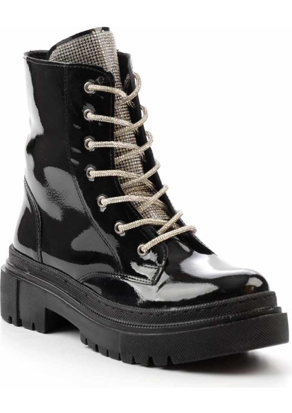 Siyah Kırışık Rugan Kadın Bot & Bootie K02641530608 modelleri