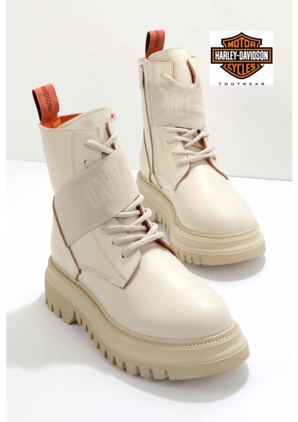 Beige Leather Kadın Bot & Bootie HD0777055403