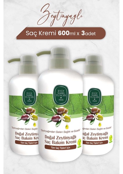 Doğal Zeytinyağlı Saç Kremi 600 Ml X 3 Adet